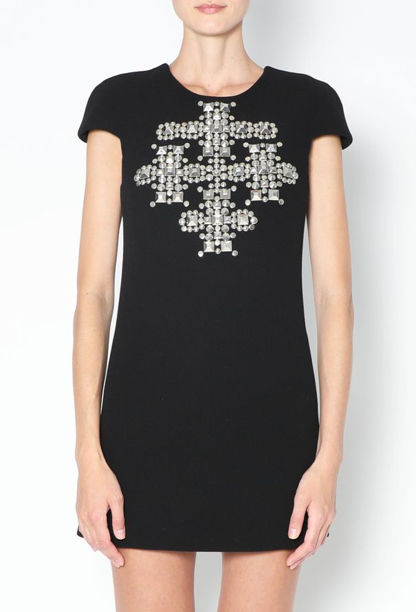 Saint Laurent Cross Stud Embellished Crêpe Dress - 1