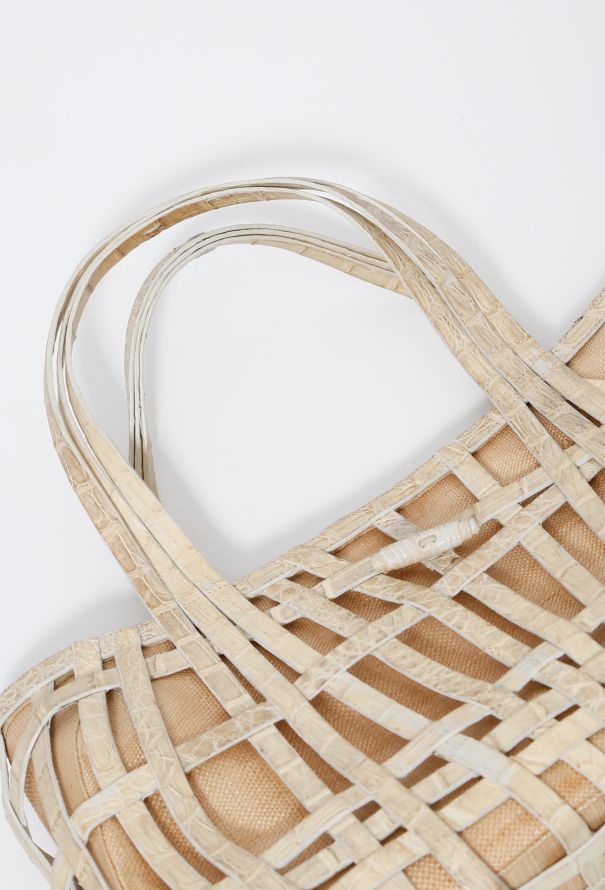 Exquisite Vintage Nancy Gonzalez Crocodile Raffia Bag - 13