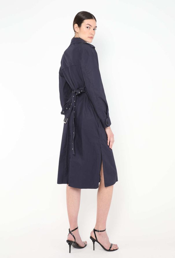 Céline Belted Poplin Trench Dress in Navy – 2017 - 6