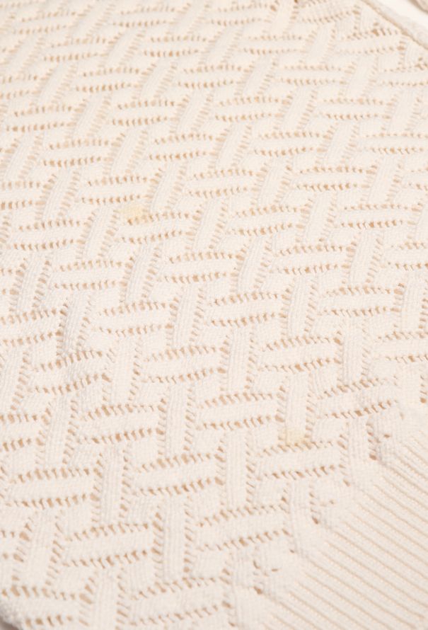 Hermès White Cashmere Lattice Knit Sweater - 8