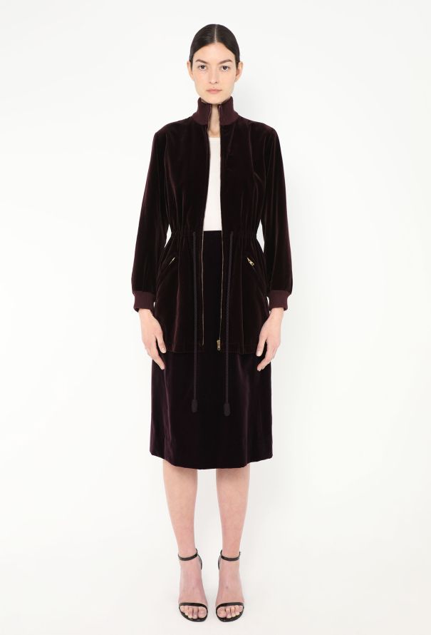 Saint Laurent RARE 1976 Velvet Bomber Jacket Ensemble - 4