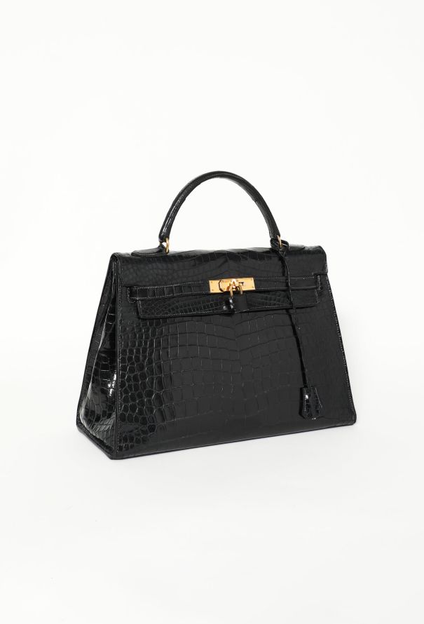 Hermès '50s Bleu Nuit Porosus Kelly Sellier 32 - 3