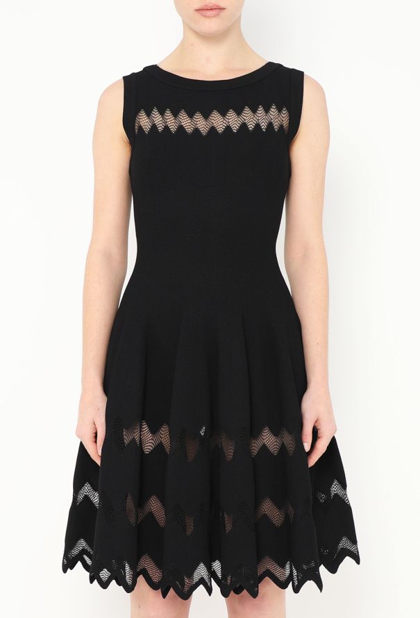 Alaïa Chevron Lace Skater Dress - 2