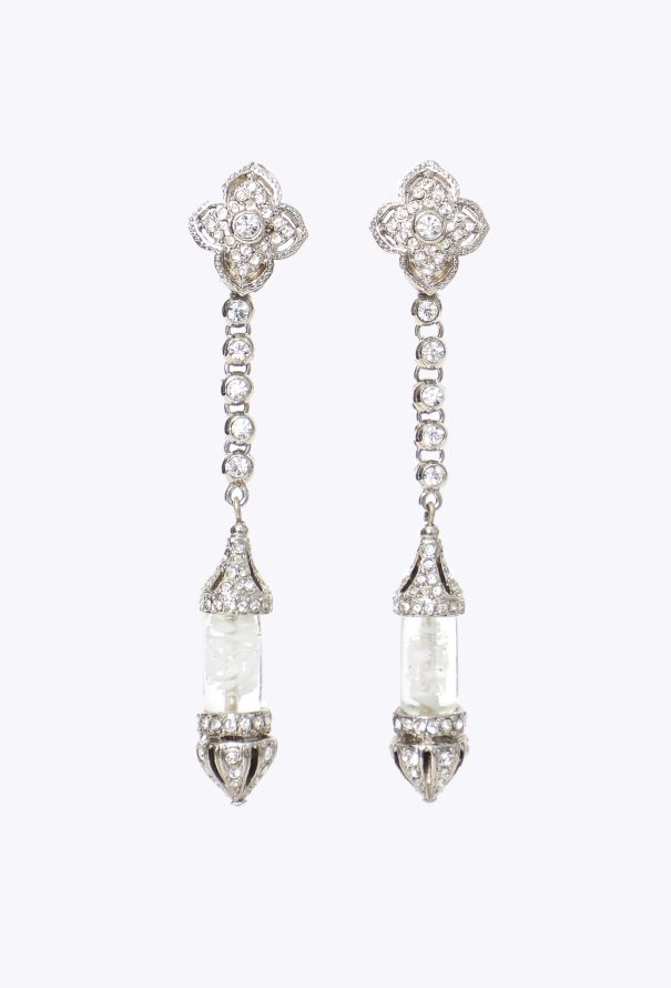 Dior 1997 Strass Pendant Clip Earrings - 1