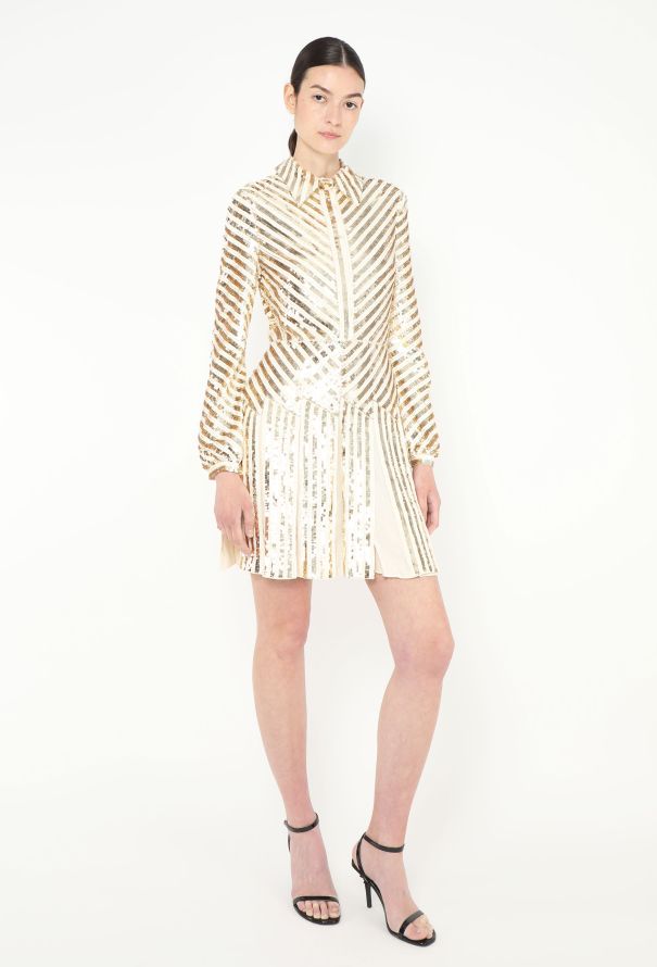 Valentino 2022 Sequin Appliqué Fluted Dress - 3