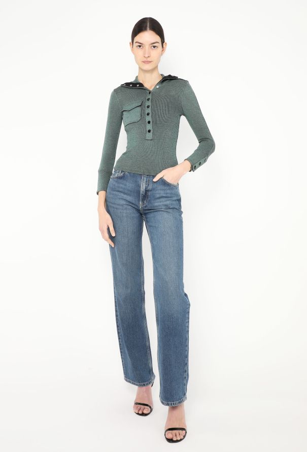 Balenciaga Ribbed Turtleneck Top - Green (F/W 2003) - 4