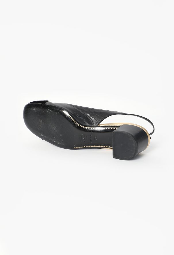 Chanel Black Velvet Cap-Toe Slingbacks - 5