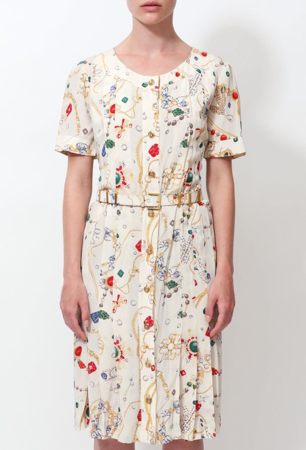 Chanel Rare '80s  Jewel Print Pleated Dress - 1