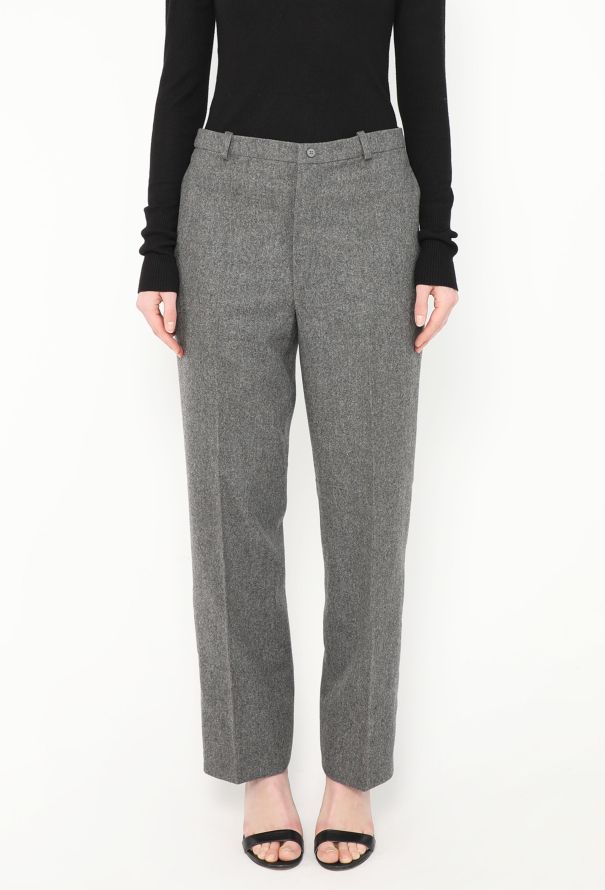 Saint Laurent '70s Felted Straight-Leg Trousers - 2