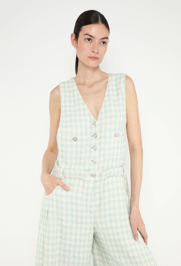 Chanel S/S 2023 Wide-Leg Tweed Jumpsuit - 3