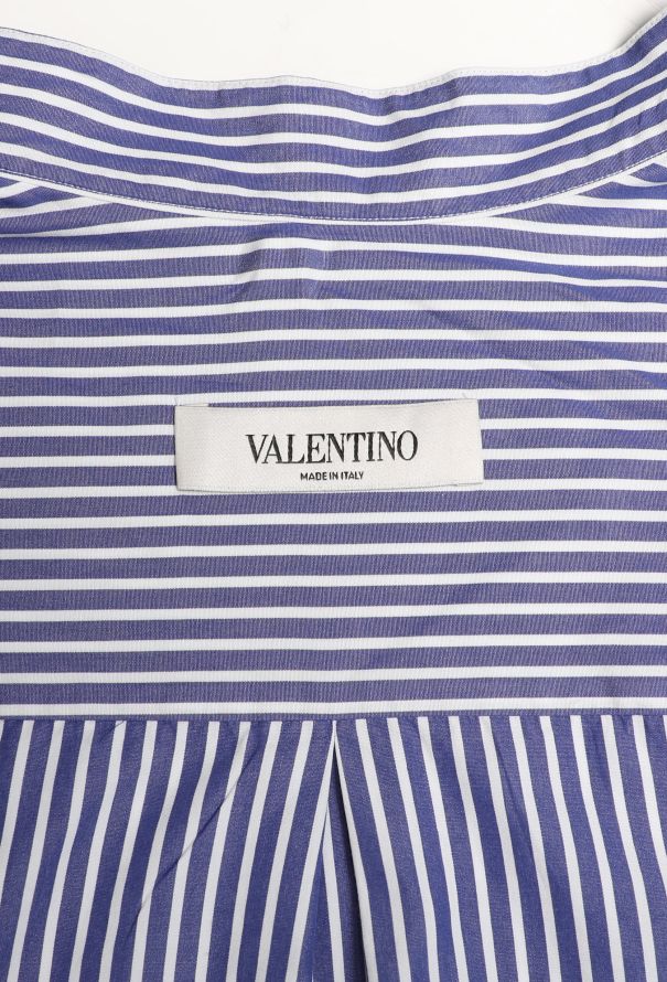 Valentino Collarless Striped Cotton Tunic - 6