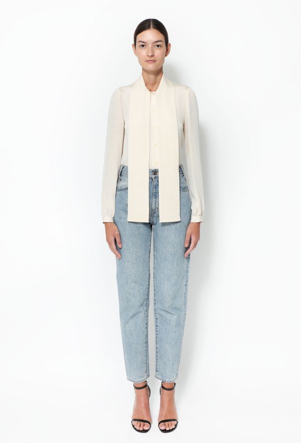 Lanvin Vintage Ribbed Lavallière Blouse - 2