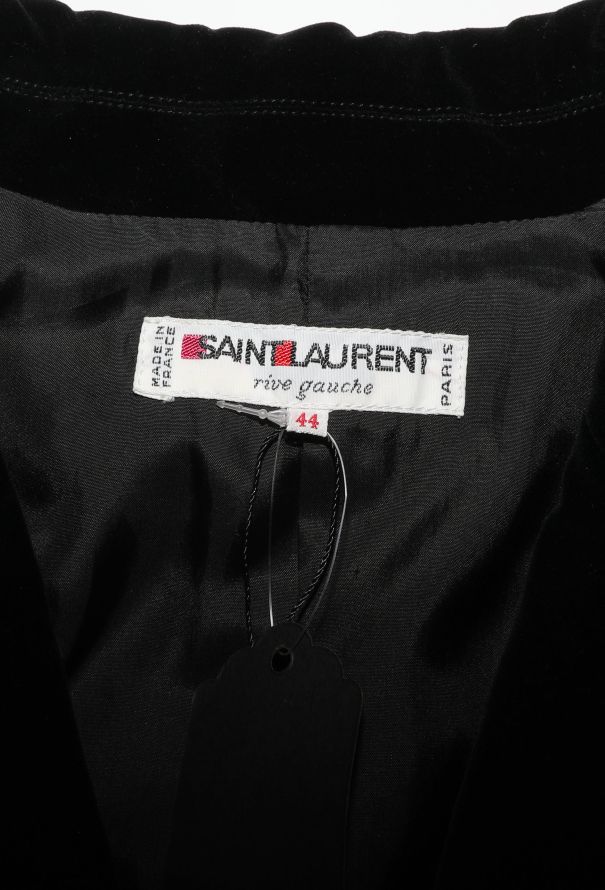 Saint Laurent '70s Velvet Trim Textured Blazer - 6
