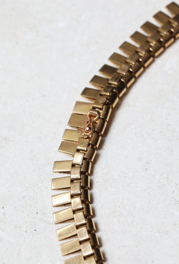 Vintage Fine Jewelry 18k Yellow Gold Oyster style chainlink Necklace - 4