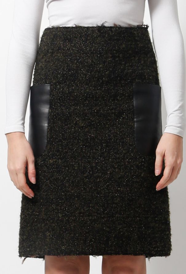 Céline Tweed And Leather Skirt - 1