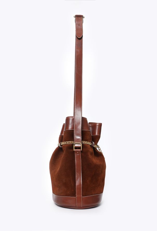 Céline Vintage Suede Triomphe Bucket Bag - 3