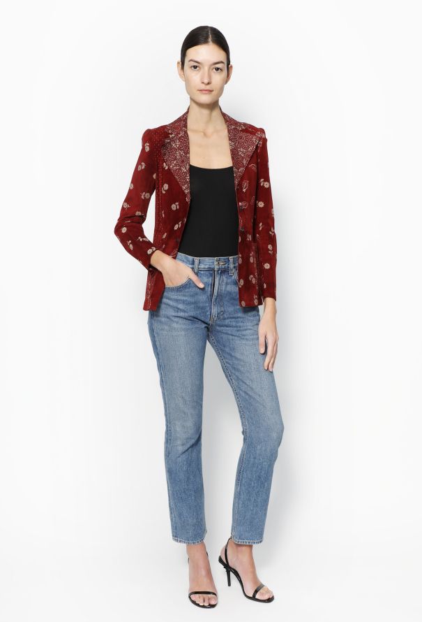 Roberto Cavalli 2002 Floral Suede Jacket - 4