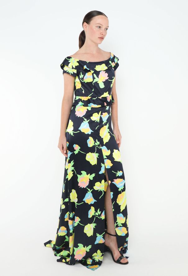 Chloé Collector S/S 1997 Floral Charmeuse Gown - 3
