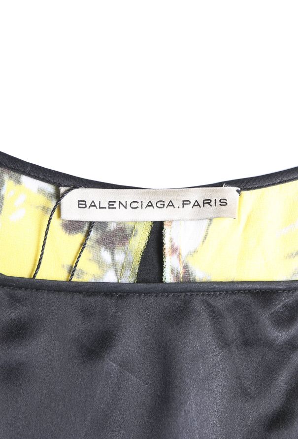 Balenciaga F/W 2007 Floral Yellow Silk Dress - 5