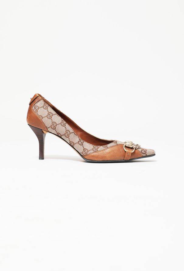 Gucci Early 2000s Monogram Horsebit Pumps - 1