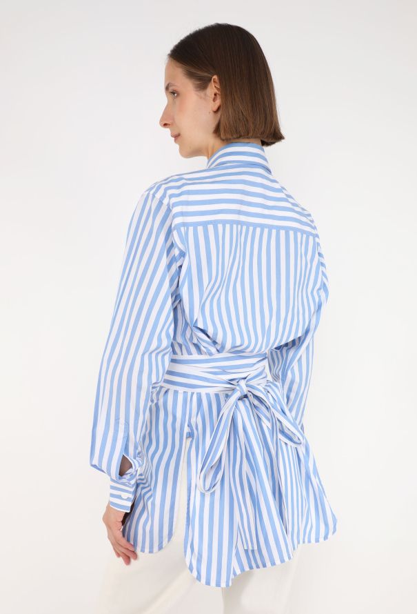 Céline Striped Wrap Shirt, Resort 2016 - 6