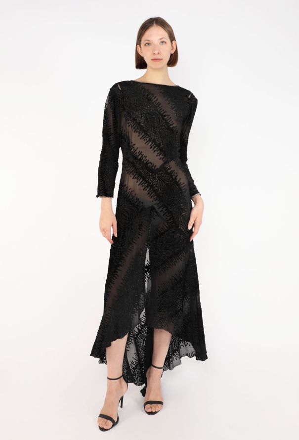 Silk Velvet Devoré Dress, 1930s - 4