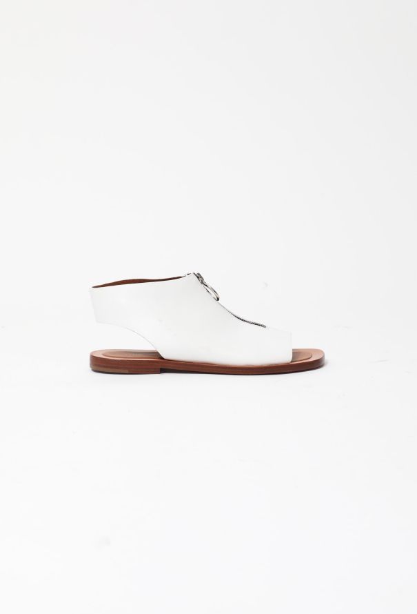 Céline Zip Leather Flat Sandals - 1