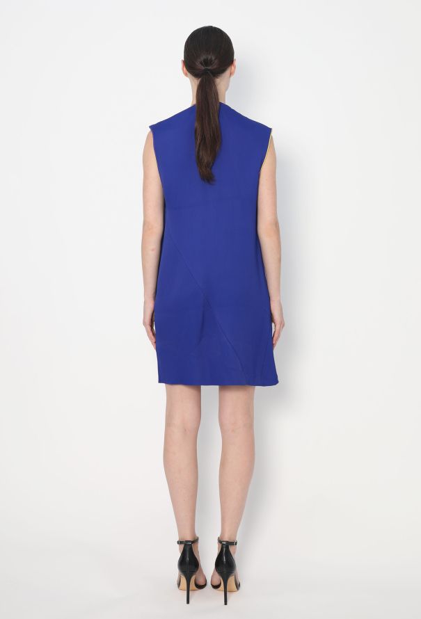 Céline 2014 Metallic Collar Shift Dress – Indigo Blue - 4