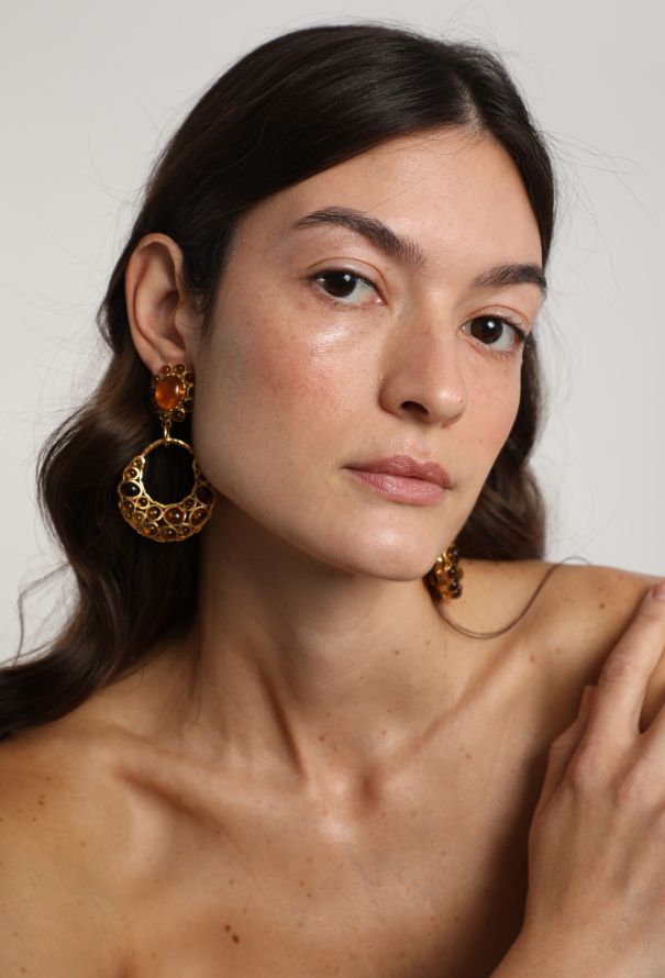 Chanel 1994 Çitrine Glass Clip Earrings - 3