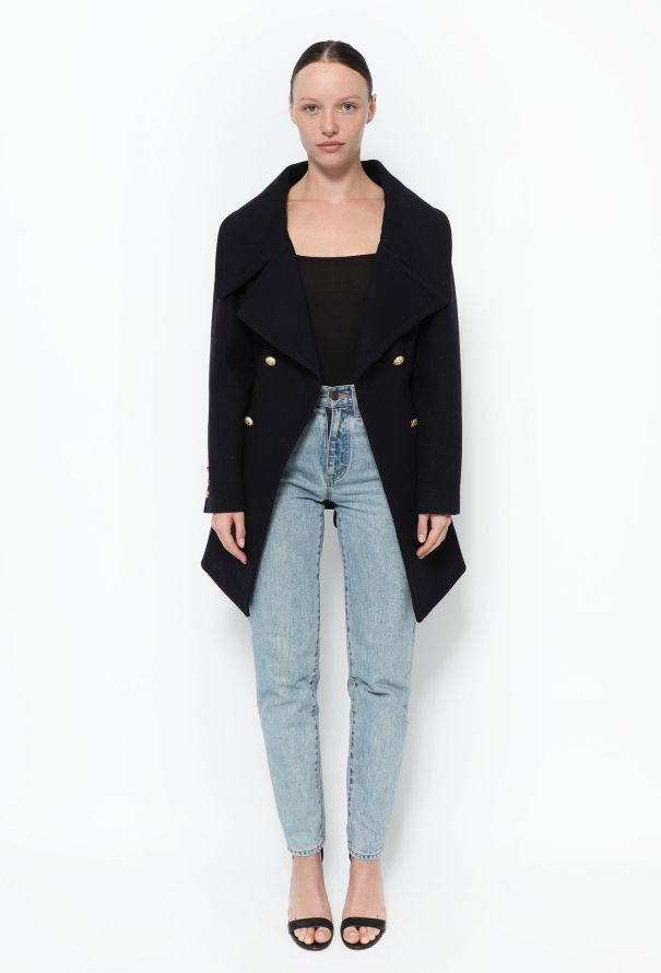 Valentino F/W 2020 Portrait Neckline Wool Peacoat - 3