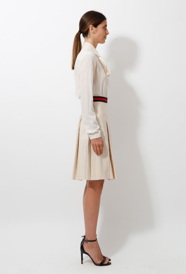 Gucci Logo Striped Pleated Skirt - 4