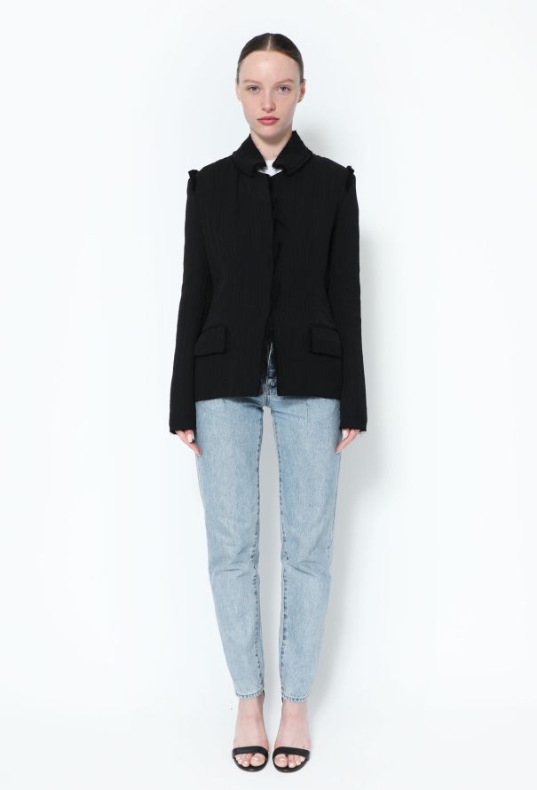 Saint Laurent Tom Ford Frayed Trim Silk Jacket - 3