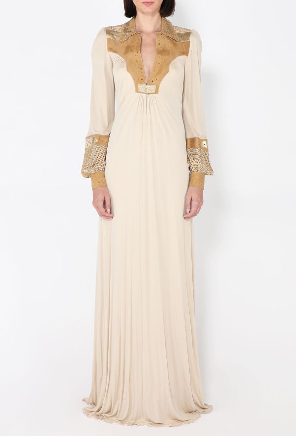 Western Suede-Trim Gown, 1970s - 3