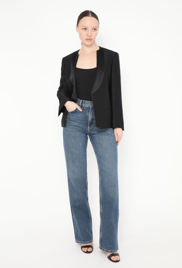 Saint Laurent Collarless Smoking Blazer - 3