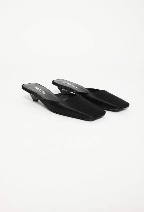 Prada 2024 Satin Angled Heel Mules - 4