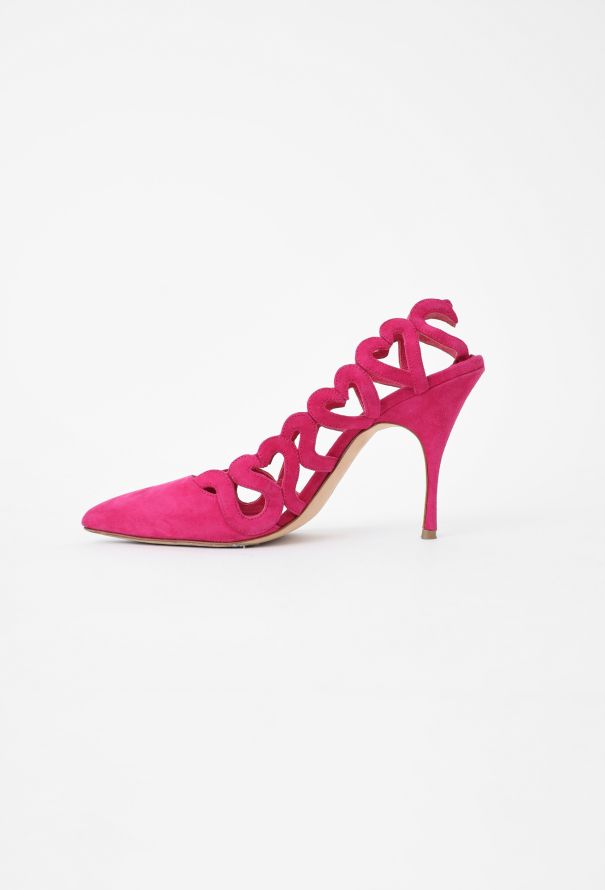 Manolo Blahnik Wanga Suede Heart Pumps - 4