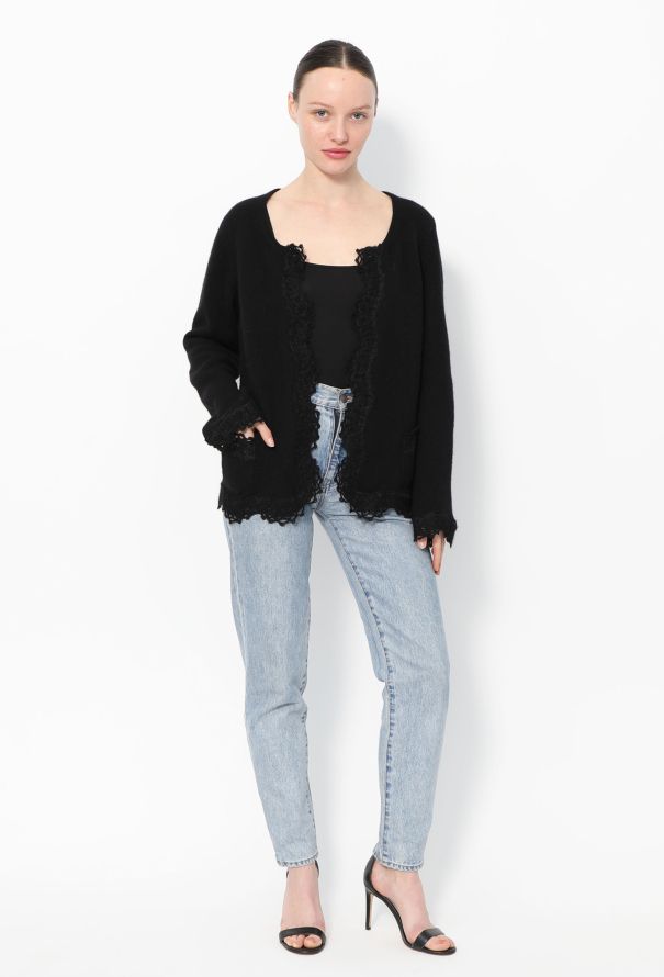 Chanel 2006 Cashmere Lace Trim Cardigan - 3