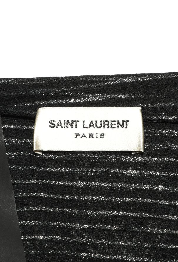 Saint Laurent Iridescent Lamé Lavallière Blouse - 5