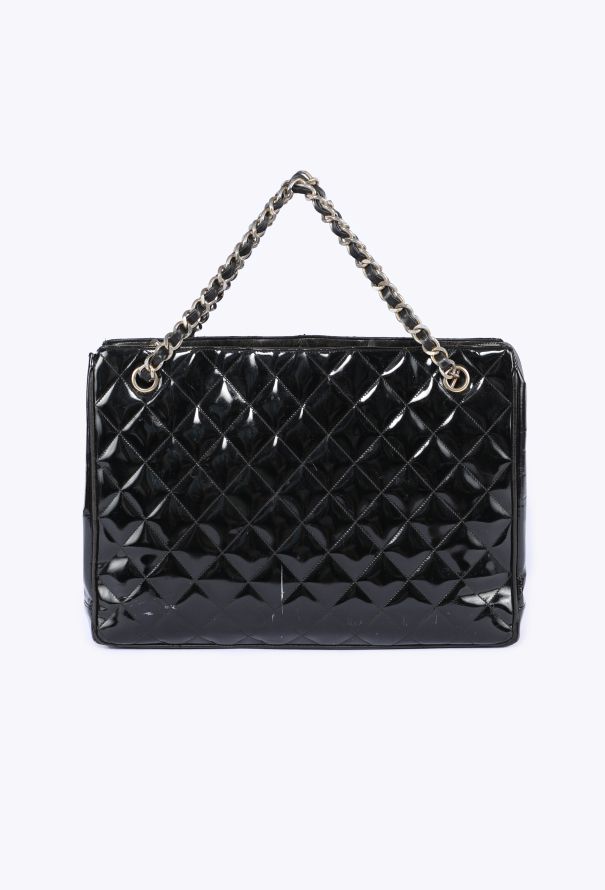 Chanel Patent Leather Quilted Tote, 1980s - 4
