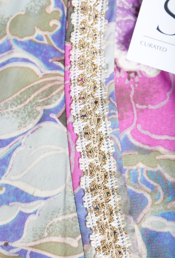 Floral Iridescent Trim Kaftan - 6