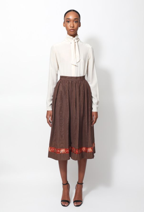 Saint Laurent 70s Floral Embroidered Flared Skirt - 1