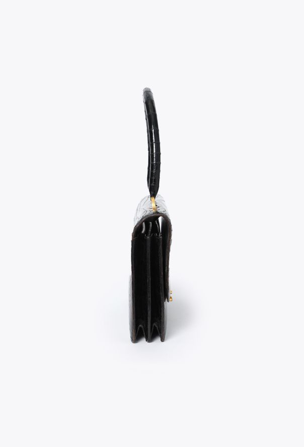 Hermès Vintage Black Porosus Ring Bag - 4