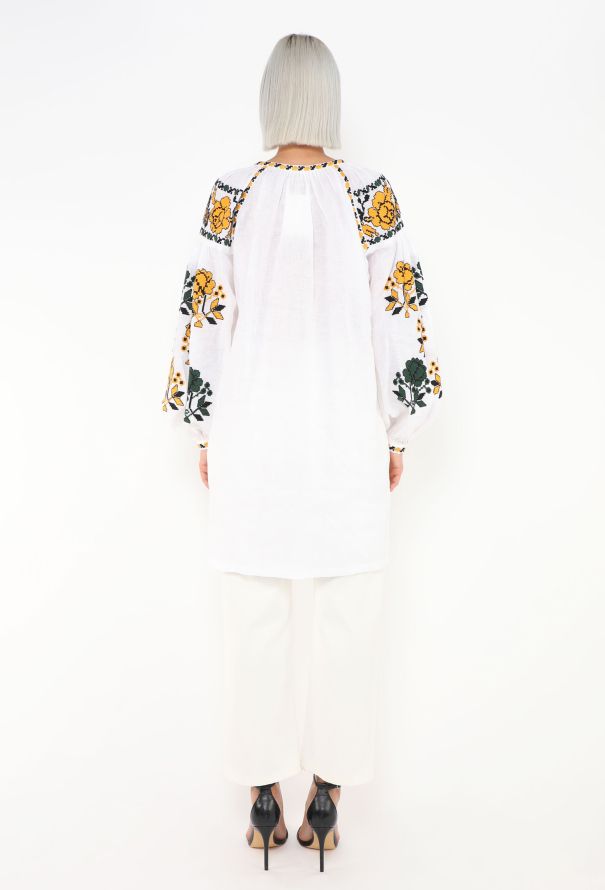 Vita Kin Embroidered White Linen Tunic Top - 5