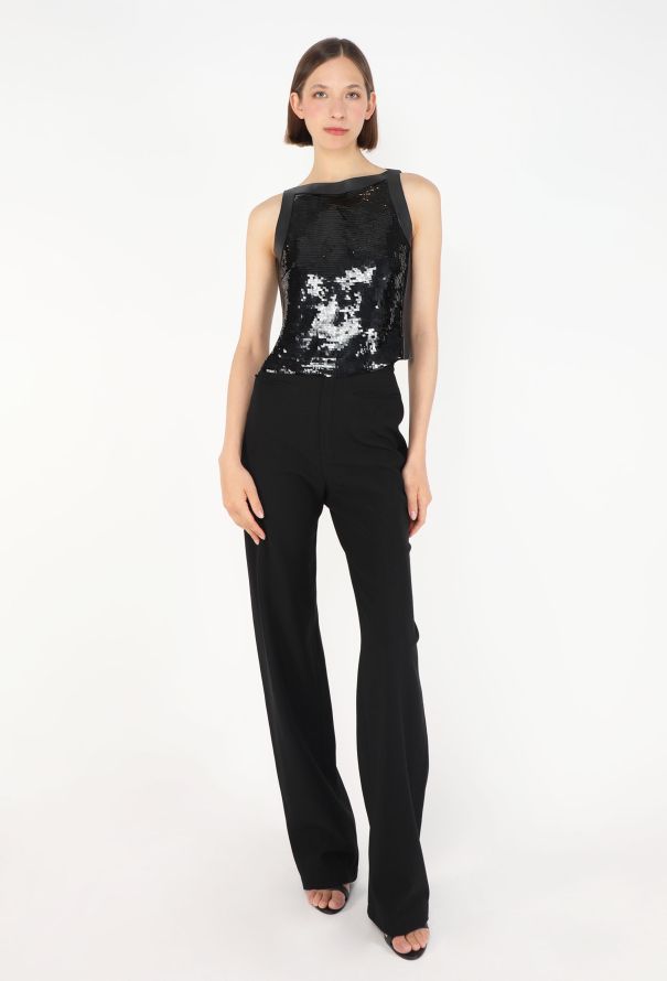 Gucci Tom Ford 1999 Sequin Leather Trim Top - 2