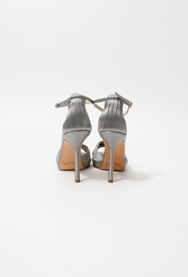 Jimmy Choo Silver Satin Sandals - 6