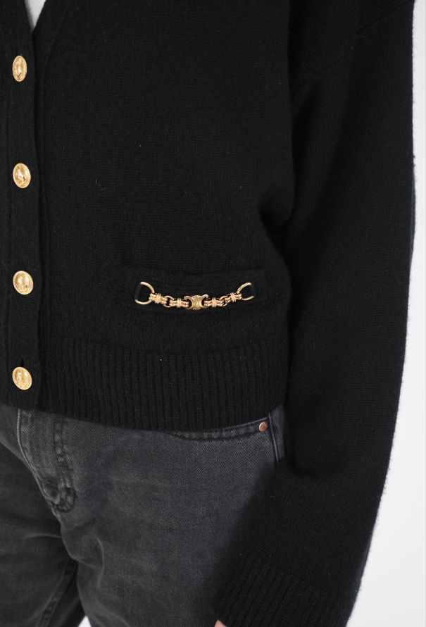 Céline Cashmere Triomphe Chainlink Cardigan - 4