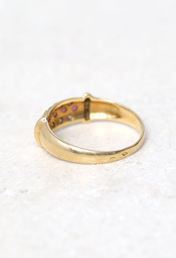 Vintage Fine Jewelry 18k Gold, Diamond & Ruby Band Ring Set - 10