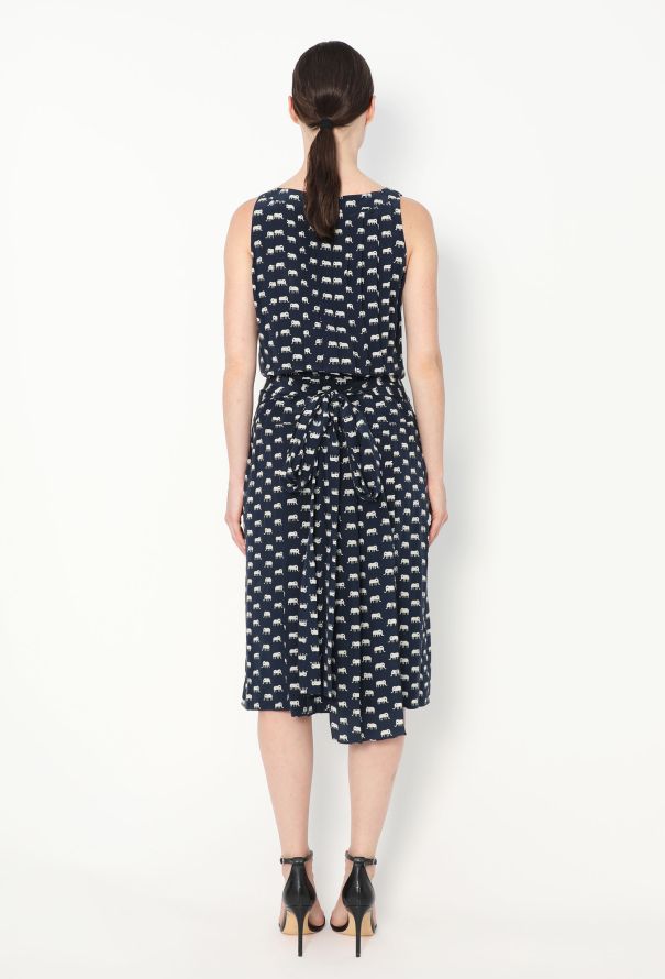 Chanel '80s Belted Silk 'CC' Trim Dress - 6