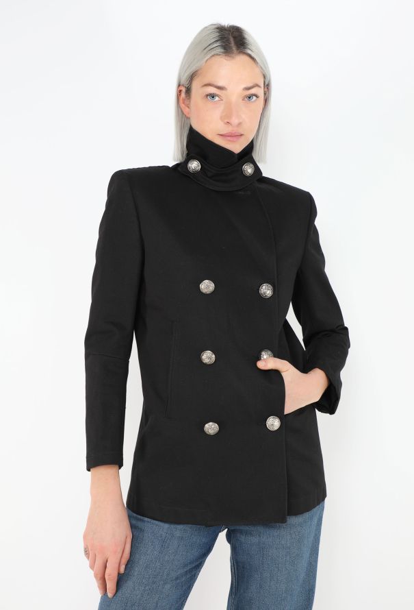 Balmain Classic Coat Of Arms Peacoat - 4