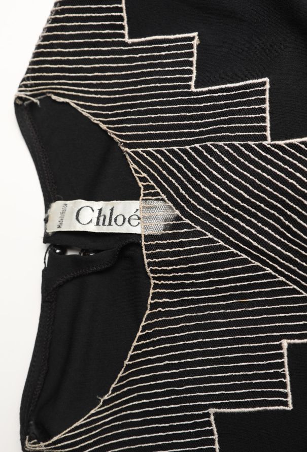 Chloé RARE F/W 1979 Embroidered Slit Dress - 7